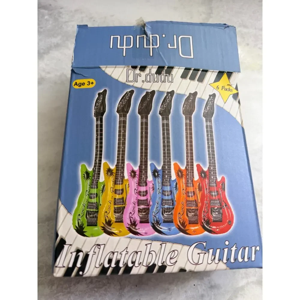 Dr. Dudu Inflatable Guitar, Waterproof Assorted Colors Party Decoration (6pack)